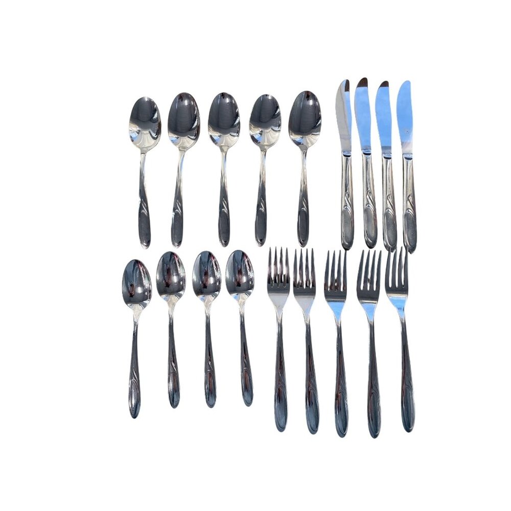 Superior Stainless Steel Vibrant Silverware Set 18 Pieces Spoons Forks Knives